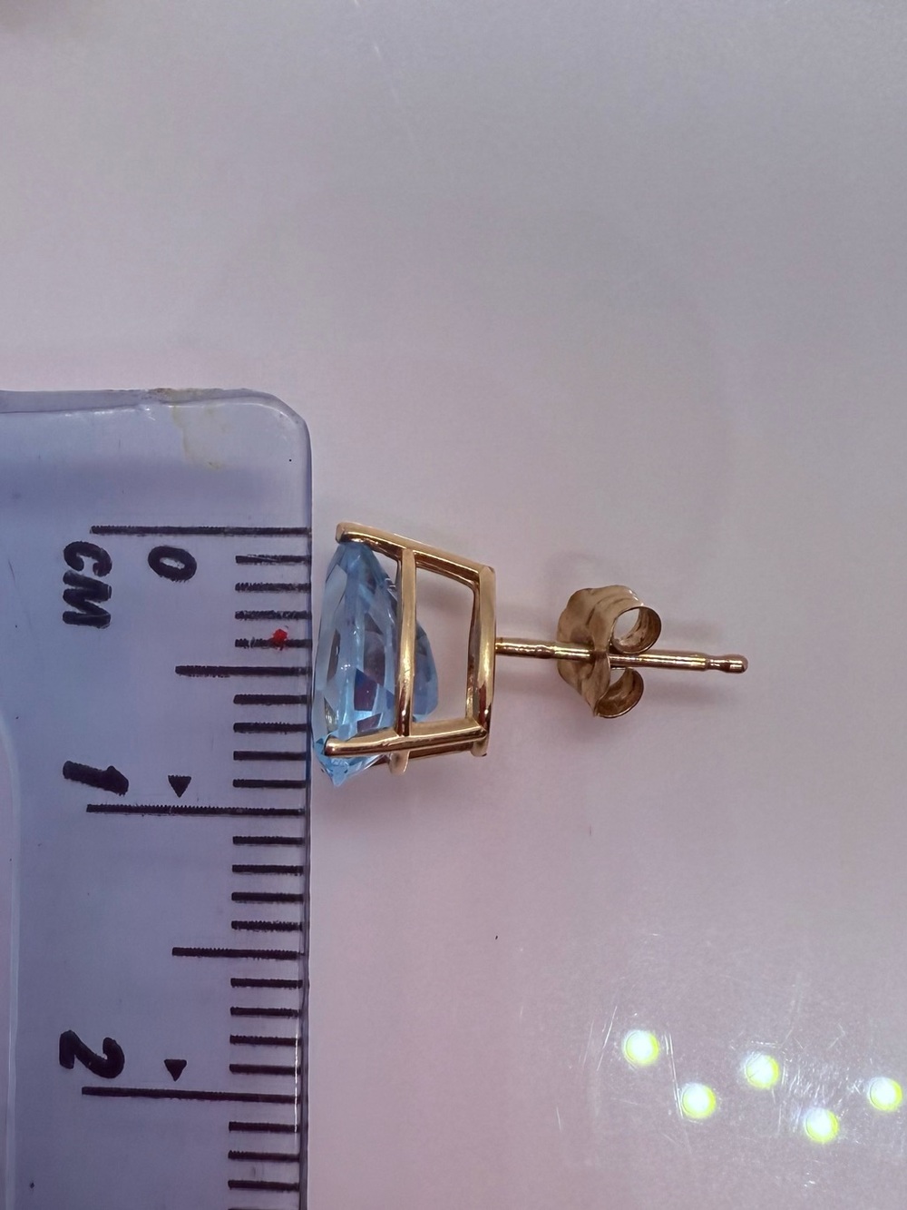 Solid 14k Gold London Blue Topaz Teardrop Stud Earrings - Women Jewelry - Picture 10 of 13